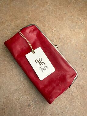 HOBO Lauren Red Leather Kiss-Frame Clutch